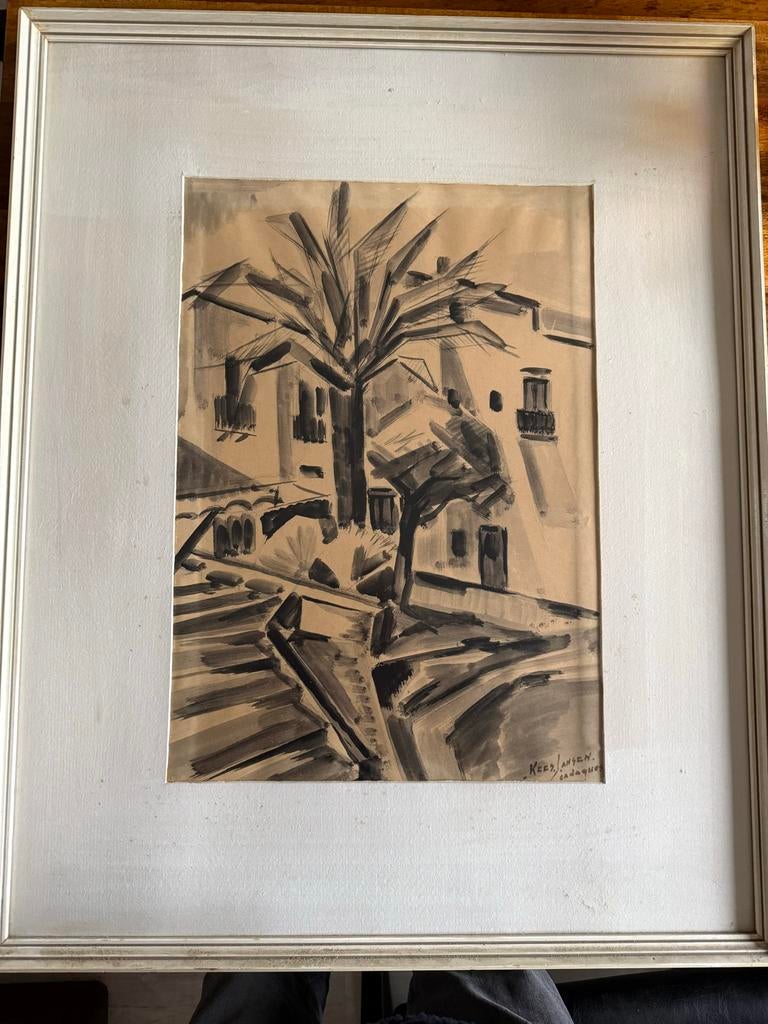 Kees Jansen - Cadaqués - Zwart-wit inkttekening, Antiek en Kunst, Kunst | Tekeningen en Foto's, Ophalen