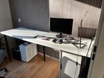 Ikea wit bureau met zwarte poten en kastje, Ophalen, Gebruikt, Spaanplaat of MDF, Overige merken