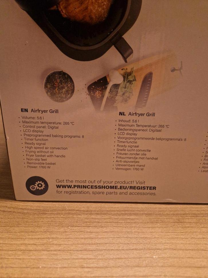 Princess 2-in-1 Airfryer & Grill XXL | 5,6 L ongebruikt, Witgoed en Apparatuur, Airfryers, Nieuw, Airfryer XXL, 1500 gram of meer