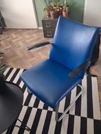 Prachtige blauwe  fauteuil dutch design De Wit, Huis en Inrichting, Stoelen, Ophalen, Gebruikt, Blauw, Leer