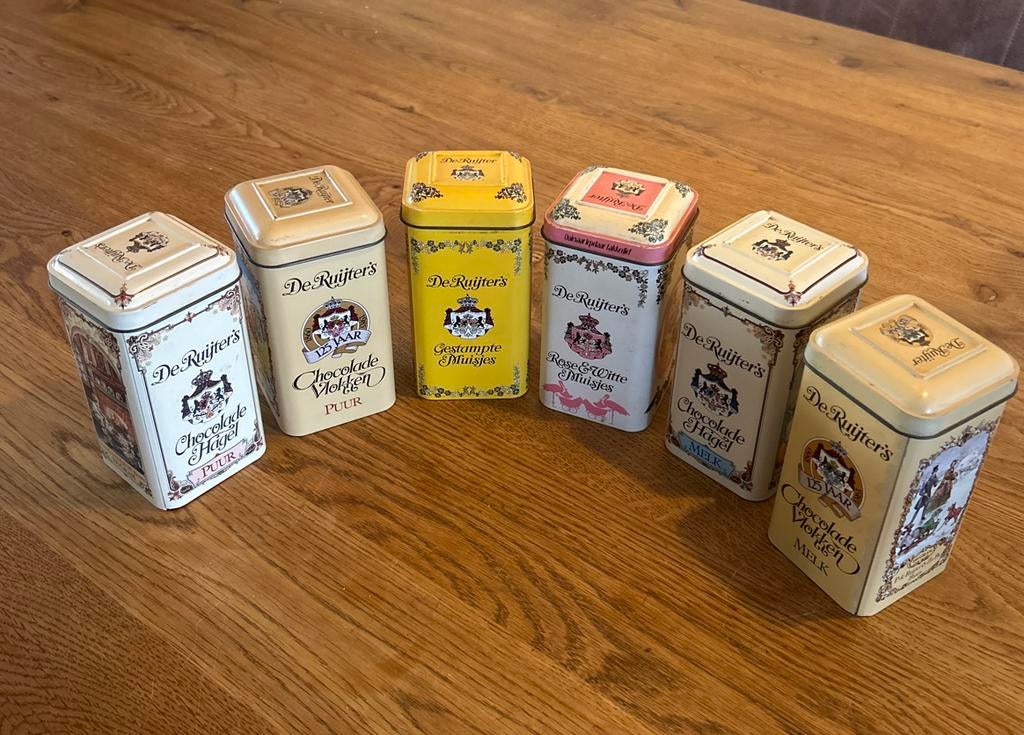 Set van 6 vintage De Ruijter blikjes, Verzamelen, Blikken, Ophalen of Verzenden, Gebruikt, Overige, Overige merken
