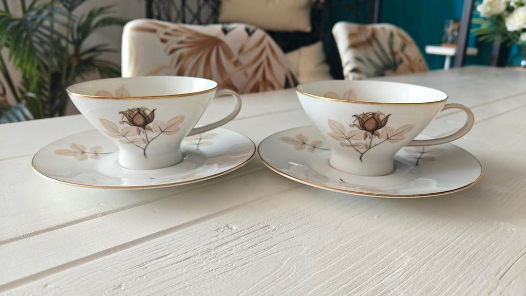 Set 2x grote kop en schotel Rosenthal shadow rose, Ophalen of Verzenden