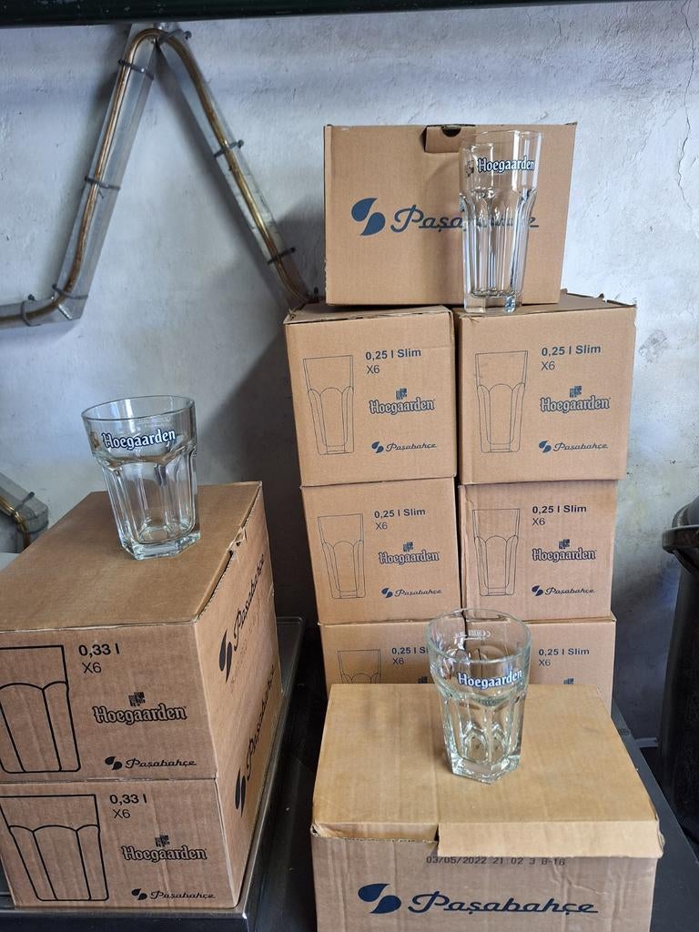Hoegaarden bierglazen 60x, Ophalen, Nieuw, Overige merken, Glas