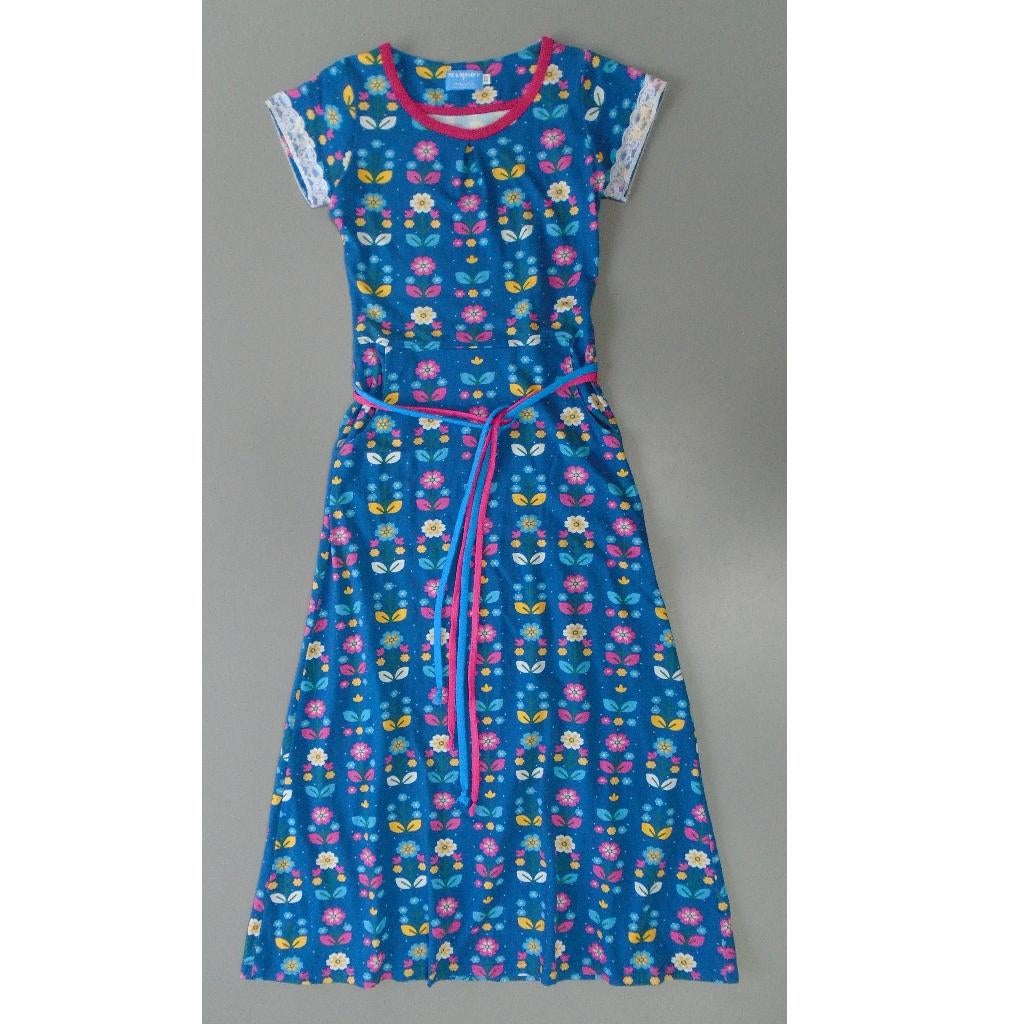 Margot MWM XS/34 blauw maxijurk, Kleding | Dames, Jurken, Margot, Zo goed als nieuw, Maat 34 (XS) of kleiner, Onder de knie