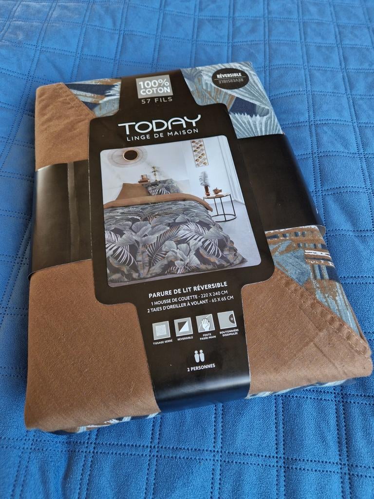 Omkeerbaar dekbedovertrek 220x240cm, nieuw in verpakking, Blauw, Dekbedovertrek, Ophalen of Verzenden, Nieuw