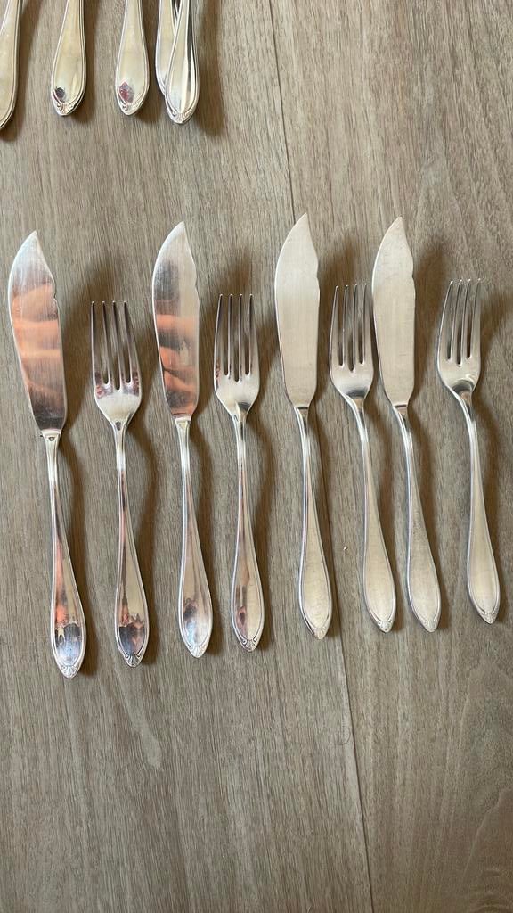 Verzilverd visbestek Christofle Versailles, Ophalen of Verzenden, Zo goed als nieuw, Zilver