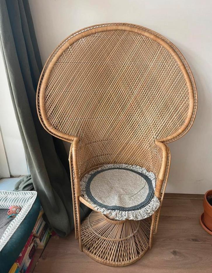 Vintage peacock chair, Tuin en Terras, Tuinstoelen, Gebruikt, Rotan, Ophalen