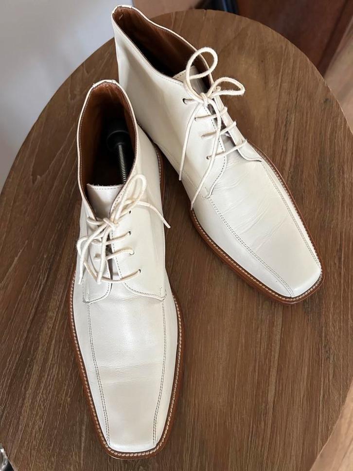 Heren trouwschoenen off-white/ivoor mt 42 met riem, Kleding | Heren, Trouwkleding en Trouwaccessoires, Zo goed als nieuw, Schoenen