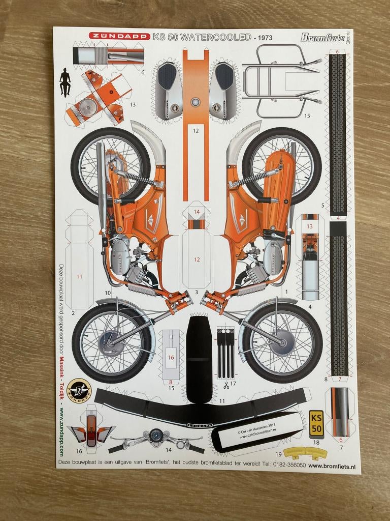 Bouwplaat Zundapp KS 50 Watercooled 1973  VERKOCHT !, Verzenden, Nieuw
