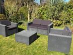 Tuinset 4 personen Allibert antraciet wicker met kussens, Ophalen, Zo goed als nieuw, Wicker