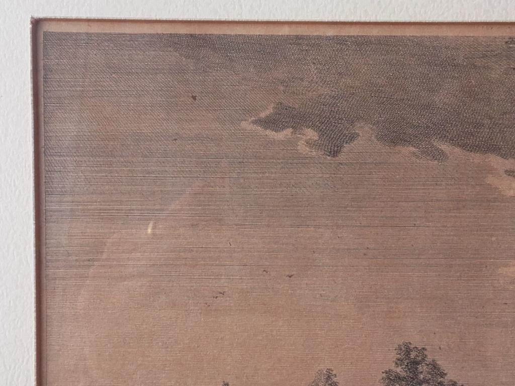 Originele antieke ingelijste Grund ets uit Oosternrijk., 1800 - 1899, Ets, Ophalen of Verzenden, Met tekst