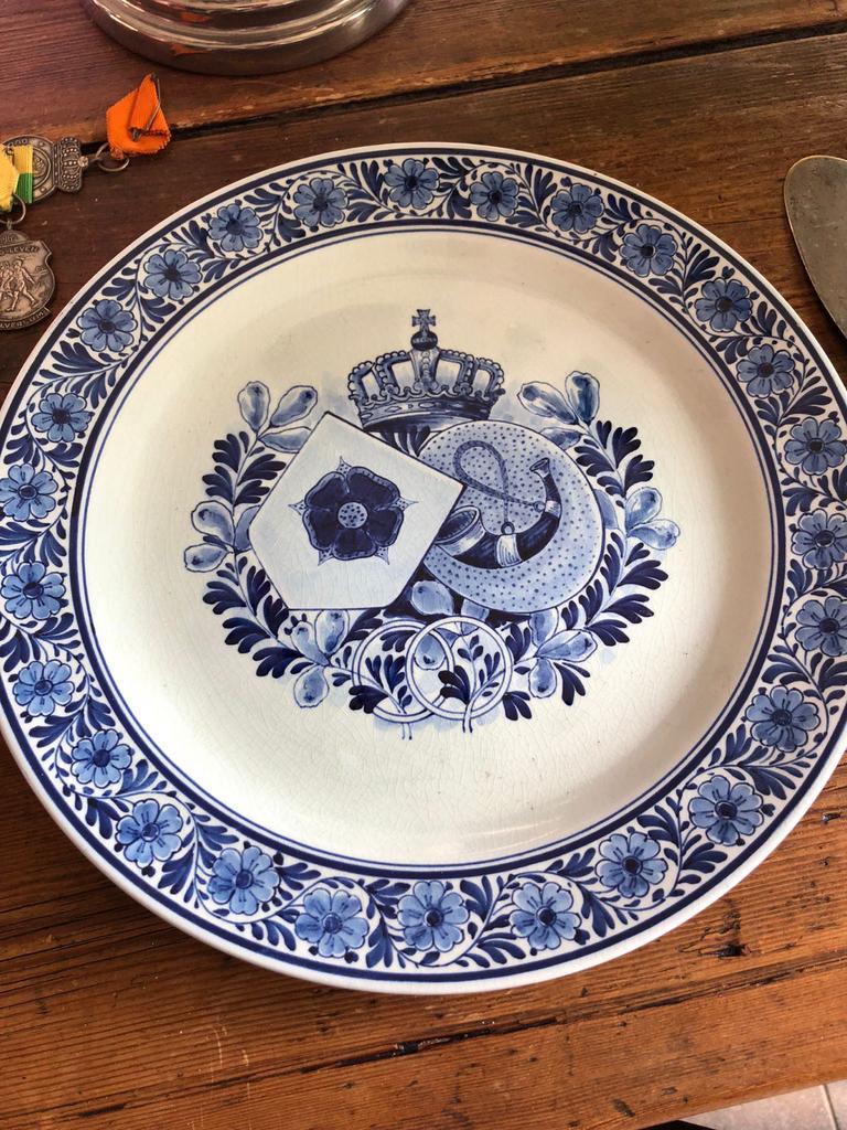 Delfts blauw bord huwelijk Juliana & Bernard 1937, Antiek en Kunst, Ophalen