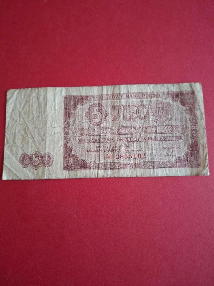 Polen 5 Zlotych biljet uit 1948, Postzegels en Munten, Bankbiljetten | Europa | Niet-Eurobiljetten, Ophalen of Verzenden