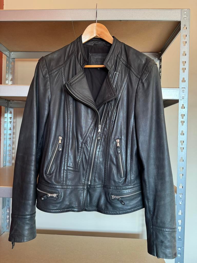 Claudia Strater stoere zwart leren jas, maat 44, Ophalen of Verzenden, Gedragen, Maat 42/44 (L), Zwart