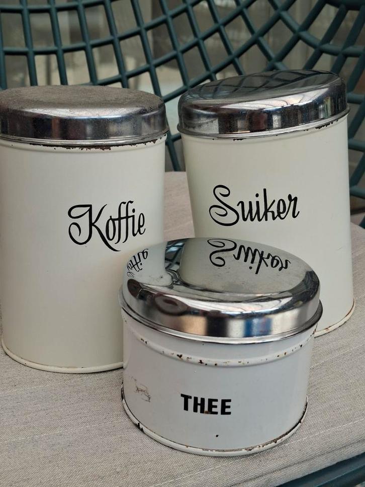 Brabantia voorraadbus set koffie suiker thee, Antiek en Kunst, Antiek | Emaille, Ophalen of Verzenden