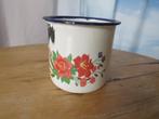 vintage emaille kopje gebloemd, Verzamelen, Ophalen of Verzenden, Huis en Inrichting