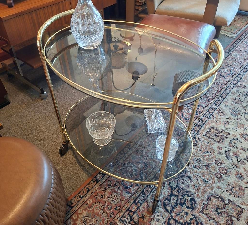 Prachtige Franse serveerwagen (1950's), Ophalen of Verzenden, Ovaal, 50 tot 100 cm, Minder dan 50 cm