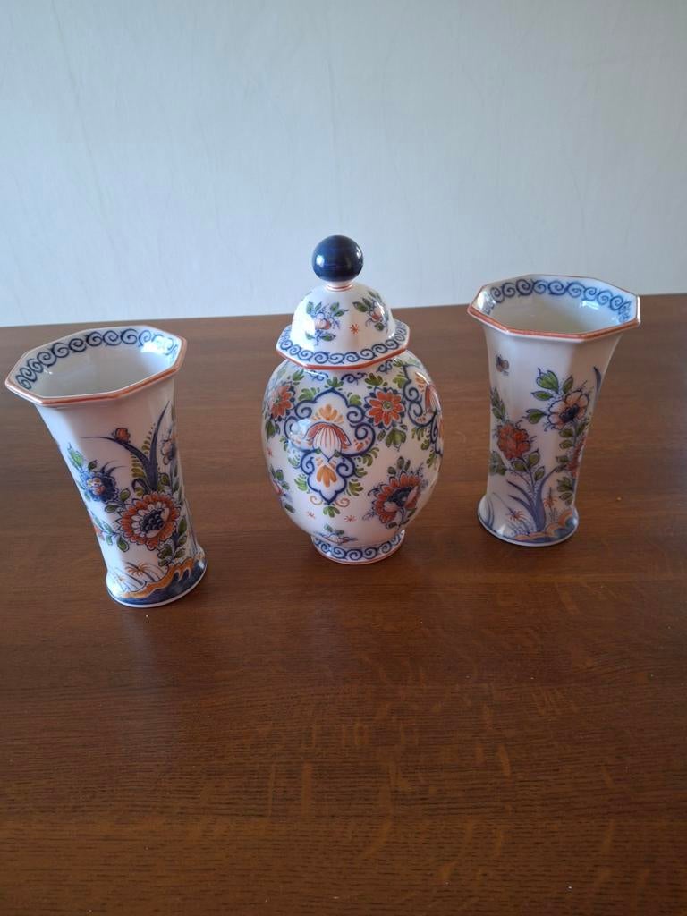 Delfts Blauw Stijl Vazen en Pot met Deksel - Handgeschilderd, Ophalen of Verzenden