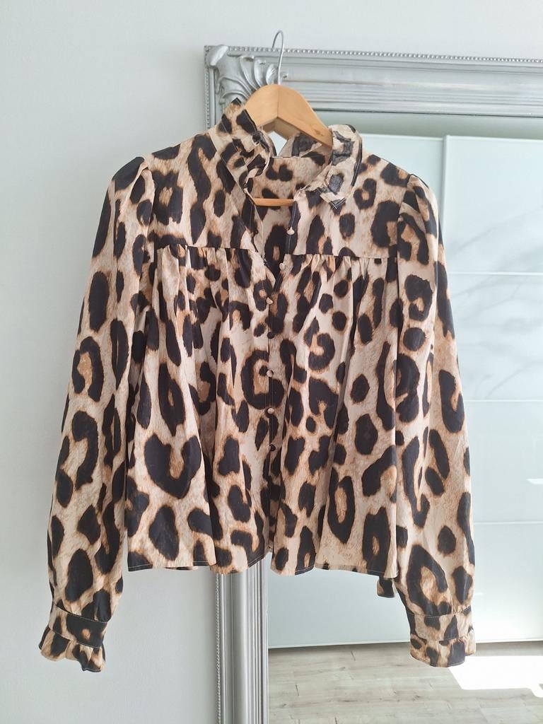 Blouse tijgerprint, Kleding | Dames, Blouses en Tunieken, Ophalen of Verzenden, Zo goed als nieuw, Maat 38/40 (M), Bruin