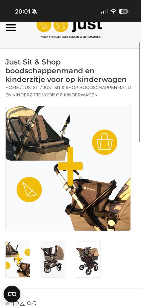 Just Sit kinderzitje en boodschappenmand, Kinderen en Baby's, Kinderwagens en Combinaties, Ophalen of Verzenden, Gebruikt, Kinderwagen