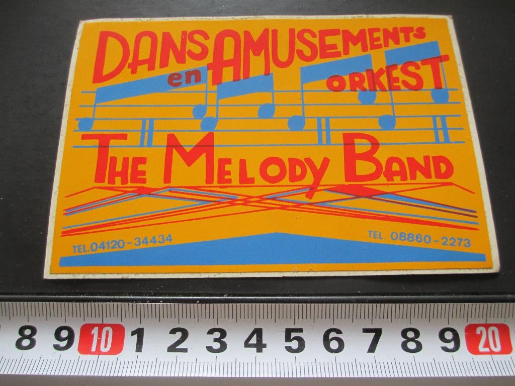sticker dans amusementsorkest THE MELODY BAND oss grave, Ophalen, Zo goed als nieuw
