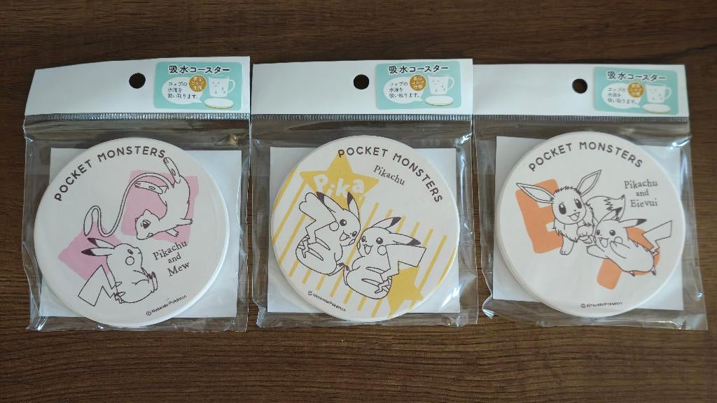 SET of 3 RARE Pokemon Center Japan Ceramic Coasters *SEALED*, Ophalen of Verzenden, Nieuw, Glas of Kopje