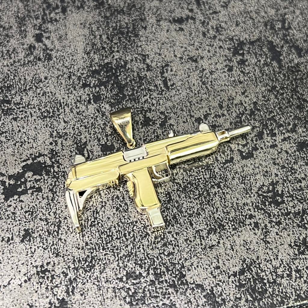 14 karaat gouden wapen geweer hanger uzi, Ophalen of Verzenden, Nieuw, Goud