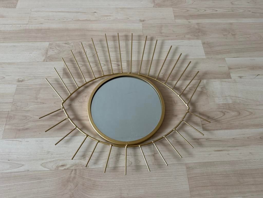 Gouden spiegeltjes, Huis en Inrichting, Woonaccessoires | Spiegels, Ophalen, Minder dan 50 cm, Rond, Zo goed als nieuw