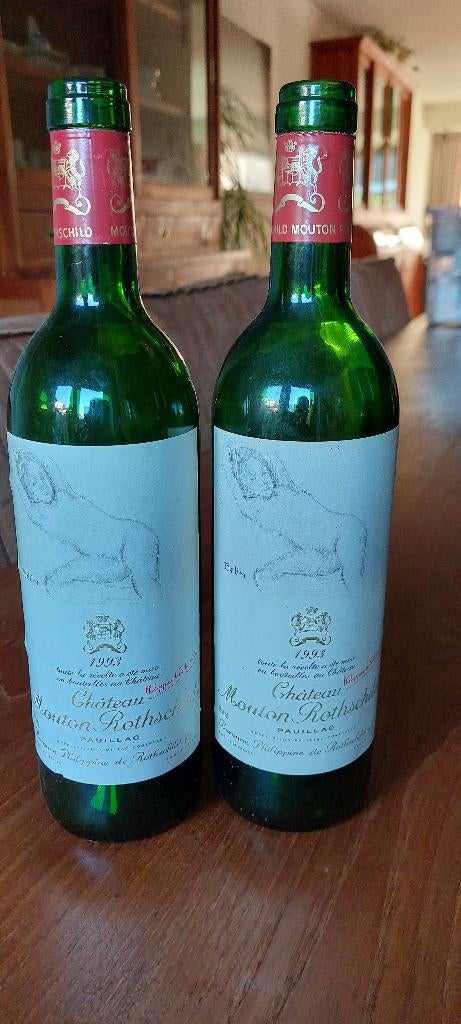 4 Lege exclusieve wijnflessen Chateau Mouton Rotschild, Ophalen of Verzenden, Gebruikt, Frankrijk, Overige typen