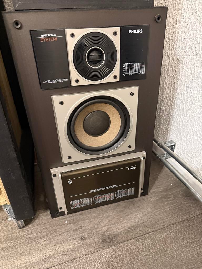 Philips F9412 Speakers - Vintage Geluidskwaliteit, Audio, Tv en Foto, Luidsprekers, Gebruikt, Front, Rear of Stereo speakers, 60 tot 120 watt