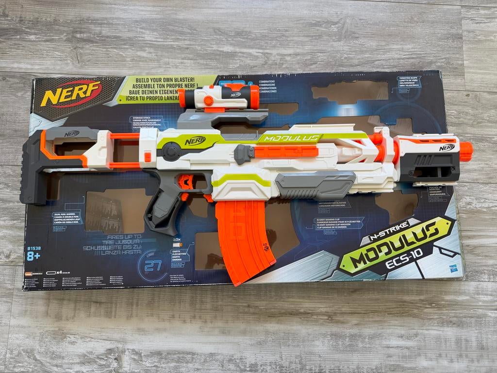 Nerf N-Strike Modulus ECS-10, Kinderen en Baby's, Speelgoed | Buiten | Actiespeelgoed, Ophalen of Verzenden, Zo goed als nieuw