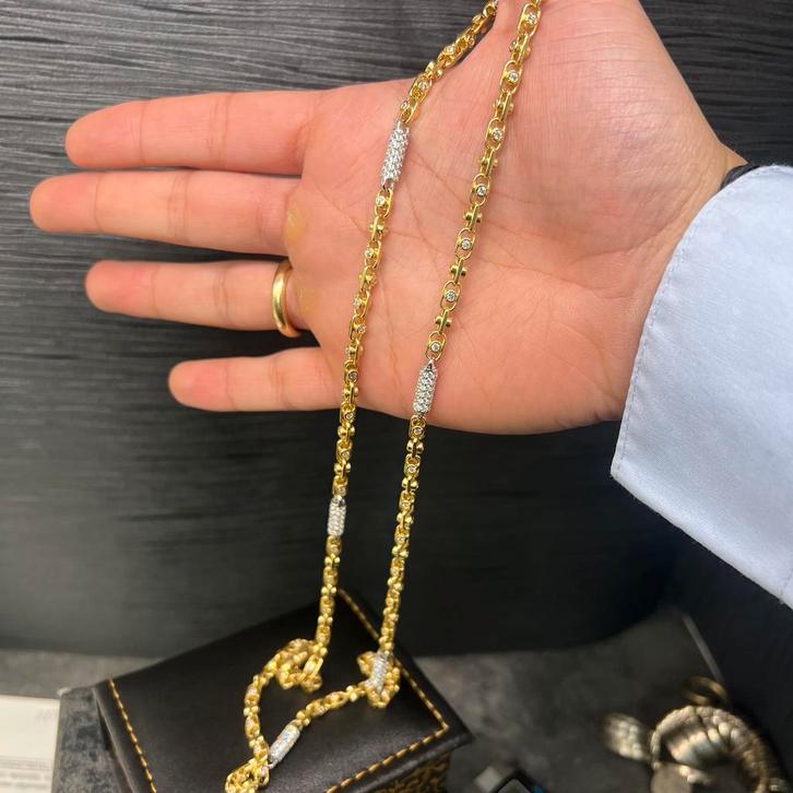 18 karaat gouden ketting massief schakel, Sieraden, Tassen en Uiterlijk, Kettingen, Zo goed als nieuw, Goud, Ophalen of Verzenden