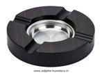 SIGAREN ASBAK ROND MET 2 LEGGERS EBBENHOUT - 16 cm!    sab20, Verzenden, Nieuw, Asbak