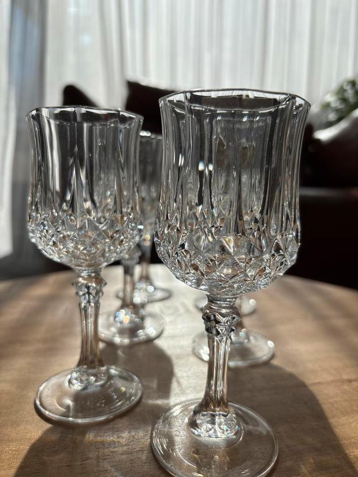 6 geslepen kristallen wijnglazen, Cristal d'Arques Paris, Antiek en Kunst, Antiek | Glas en Kristal, Ophalen of Verzenden