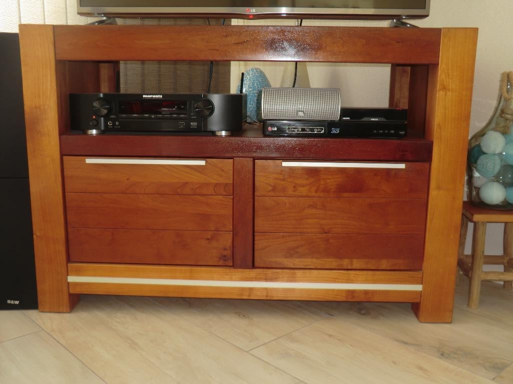 4 delige huiskamer set van hout, kersen in de olie afwerking, Ophalen, Met deur(en), 150 tot 200 cm, Square