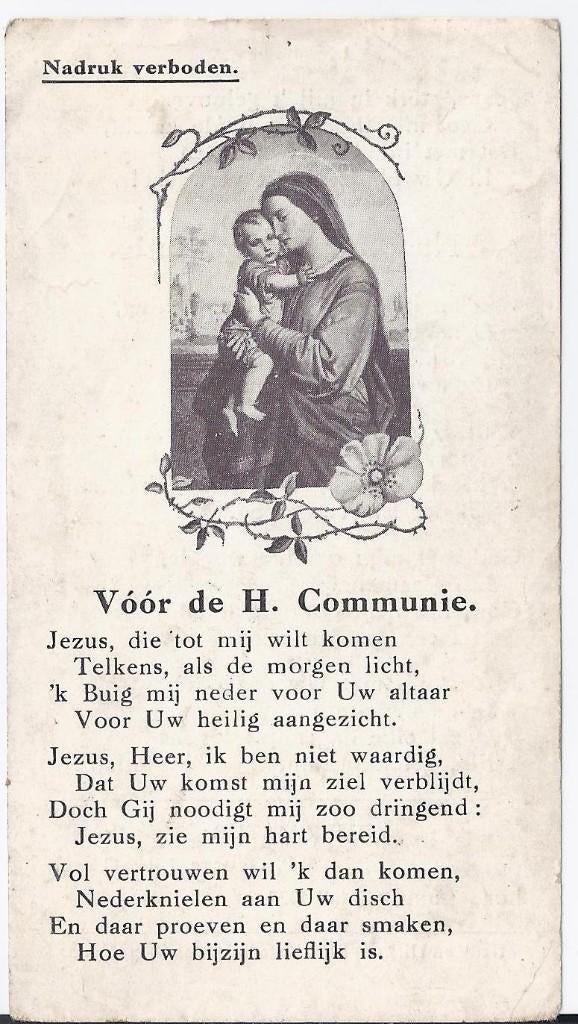 Prentje18 prentje voor en na de h communie, Ophalen of Verzenden, Gebruikt, Kaart of Prent