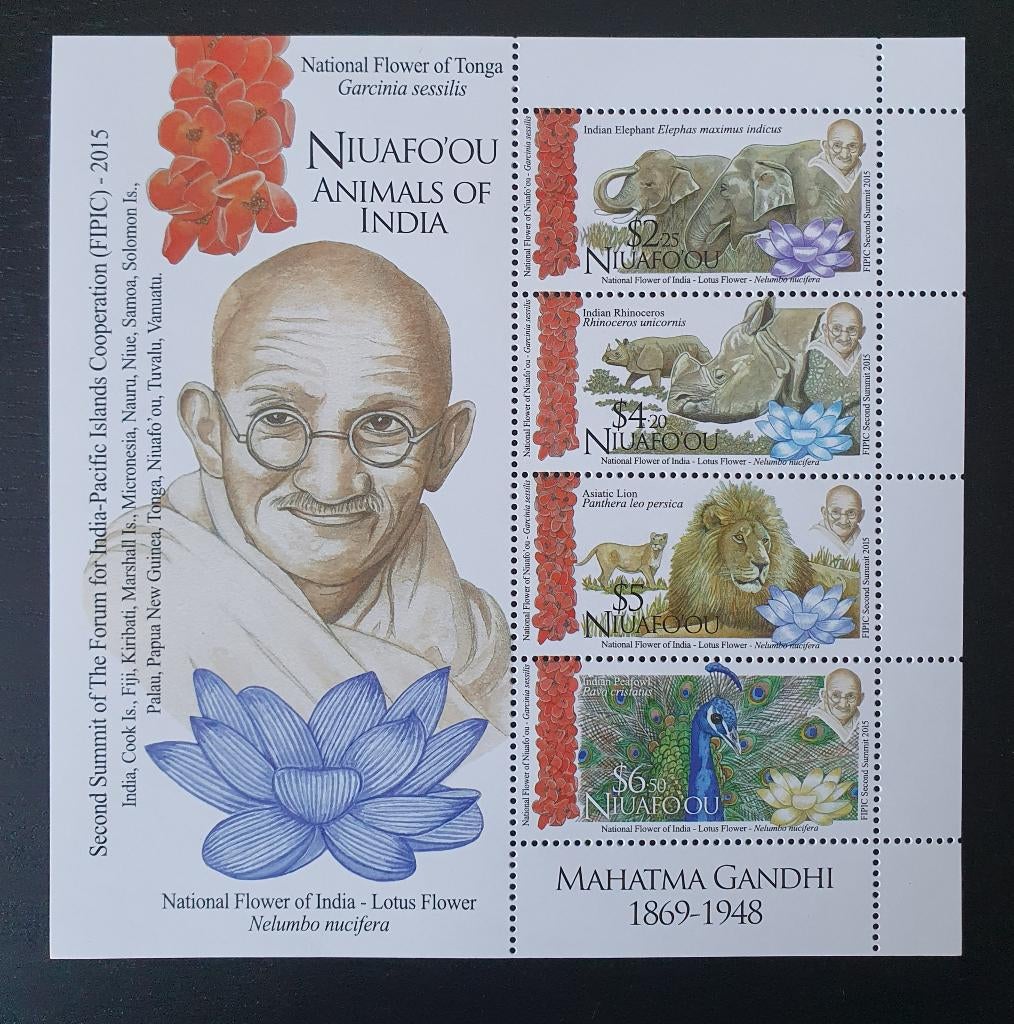 Niuafo'ou 2016 Gandhi Dieren Michel blok 67 postfris, Postzegels en Munten, Verzenden, Postfris, Dier of Natuur