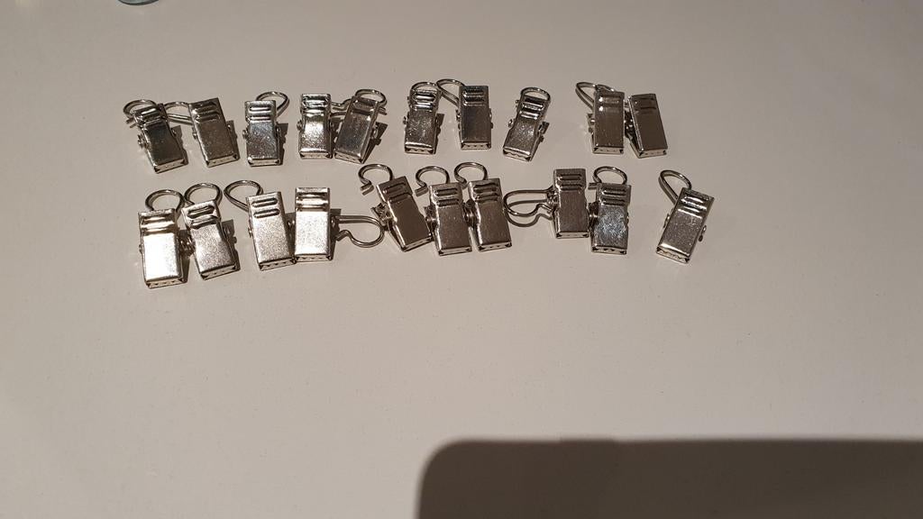 Gordijnhaken en -ringen (20 klemmen, 80 ringen), Ophalen of Verzenden, Zo goed als nieuw