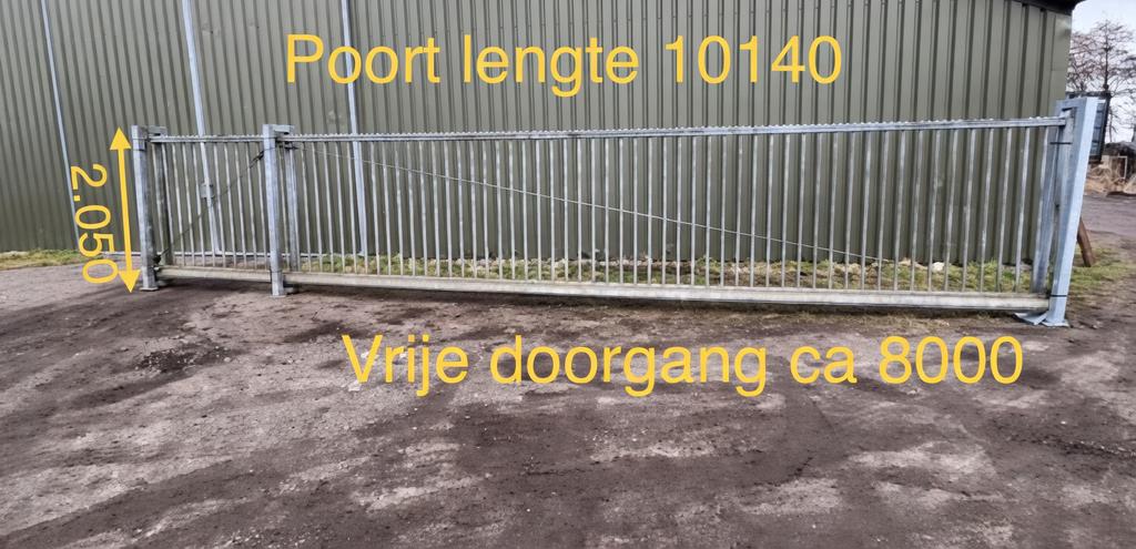 Vrijdragende gegalvaniseerde schuifpoort 10.14m doorgang 8m, Tuin en Terras, Tuinhekken en Hekwerk, Ophalen, Zo goed als nieuw