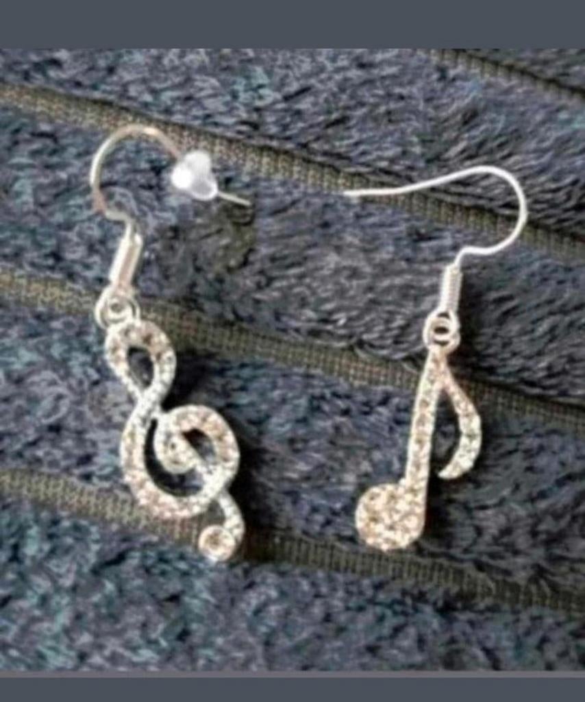 Oorbellen muziek Swarovski, Sieraden, Tassen en Uiterlijk, Oorbellen, Verzenden, Nieuw, Zilver, Hangers