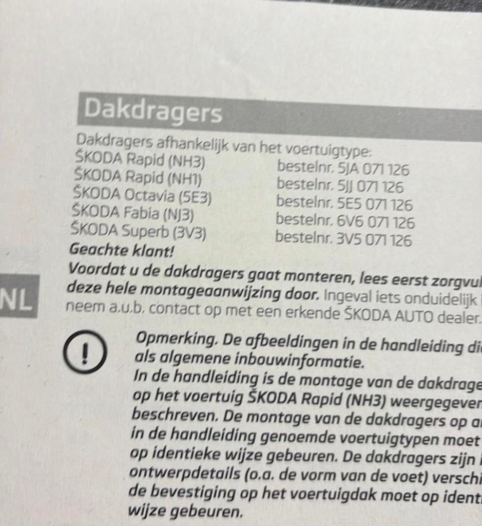 Dakdragers skoda octavia, Auto diversen, Dakdragers, Ophalen, Zo goed als nieuw