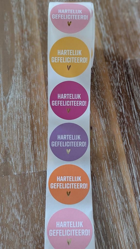 Stickers "hartelijk gefeliciteerd", Hobby en Vrije tijd, Ophalen of Verzenden, Nieuw, Meerdere stickers