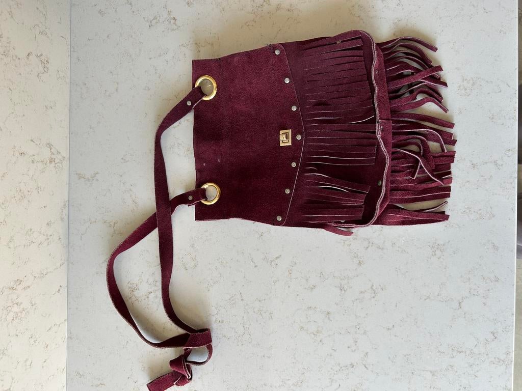 Handtas met franjes bordeaux, Ophalen, Gebruikt, Rood, Schoudertasje