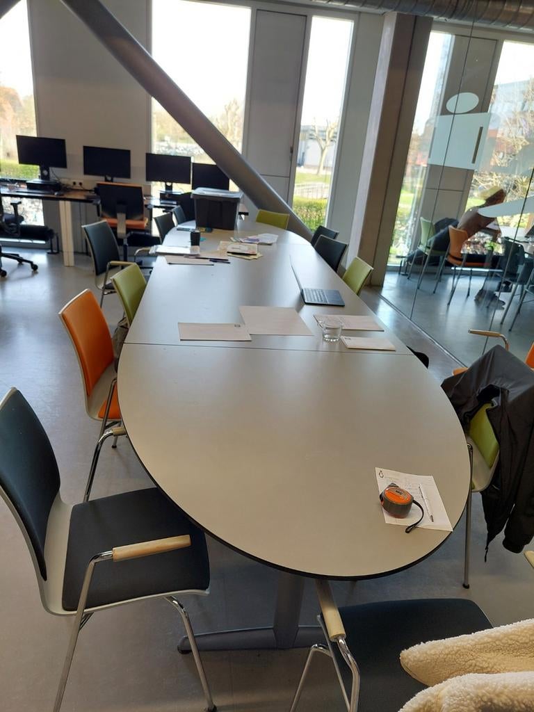 Grote vergadertafel in 3 delen - Ovaal, Huis en Inrichting, Tafels | Eettafels, Gebruikt, 100 tot 150 cm, 200 cm of meer, Vijf personen of meer