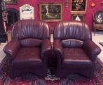 2 Fauteuils leren stoelen klassiek roodbruin vintage, Ophalen, Gebruikt, 50 tot 75 cm, Leer