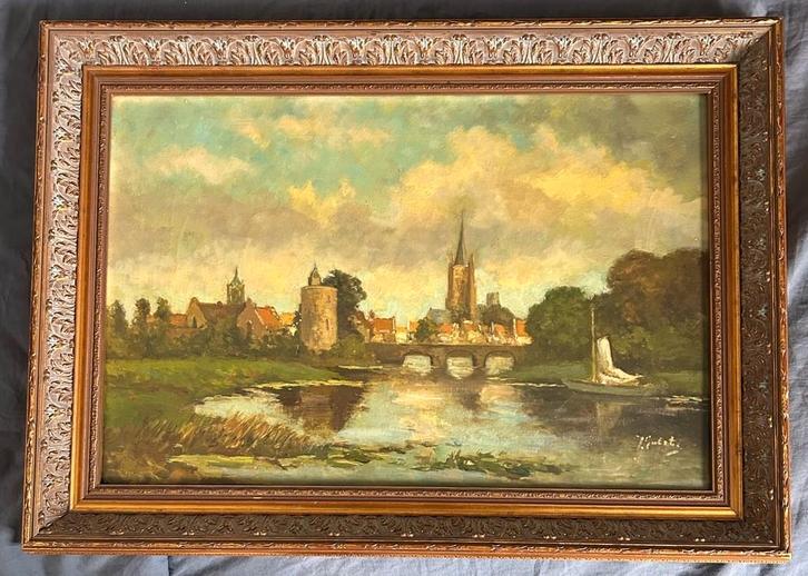 Gezicht op Brugge, Antiek en Kunst, Kunst | Schilderijen | Klassiek, Ophalen of Verzenden