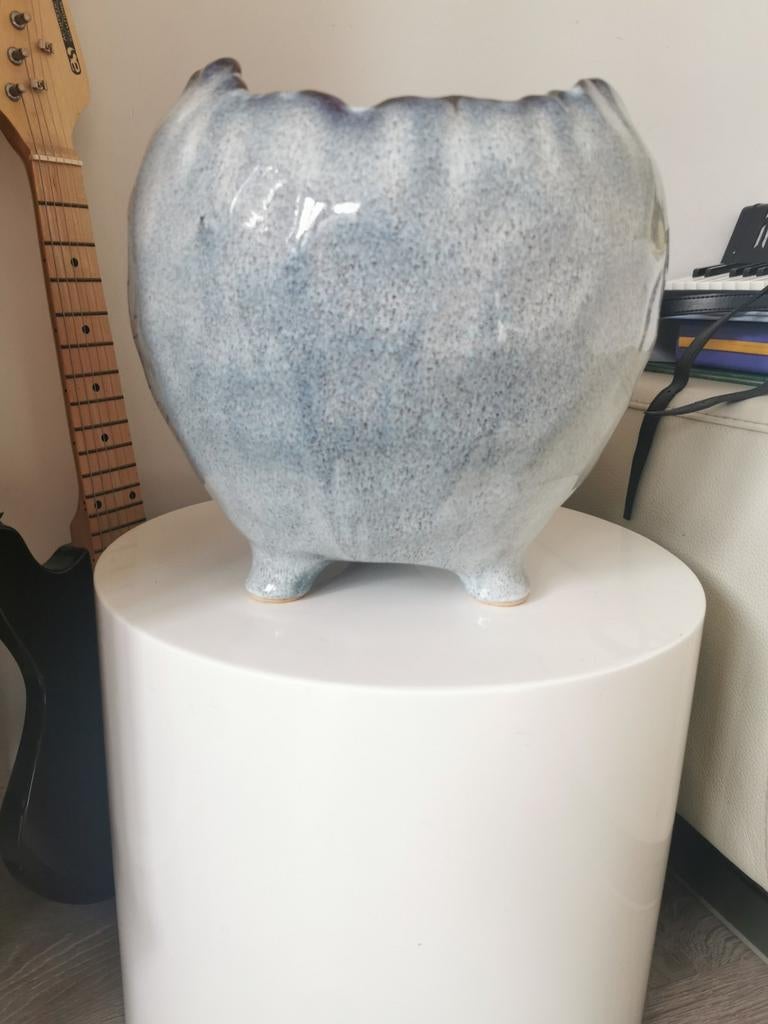 Daan Kromhout Design bloempot/vaas blauwgrijs, Overige kleuren, Aardewerk of Porselein, Ophalen of Verzenden, Zo goed als nieuw