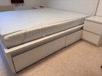 Ikea Malm Bedframe met 4 opberglades, Huis en Inrichting, Slaapkamer | Bedden, Ophalen, Wit, Tweepersoons, Zo goed als nieuw