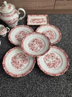 Vintage Koffie/Theeservies - Rood/Wit Porselein, Antiek en Kunst, Antiek | Servies compleet, Ophalen of Verzenden