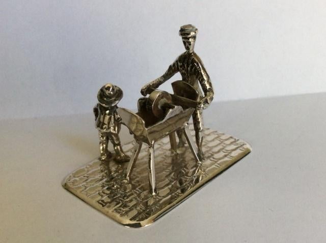 Antieke zilveren miniatuur messenslijper, H. Hooijkaas, Verzenden, Zilver
